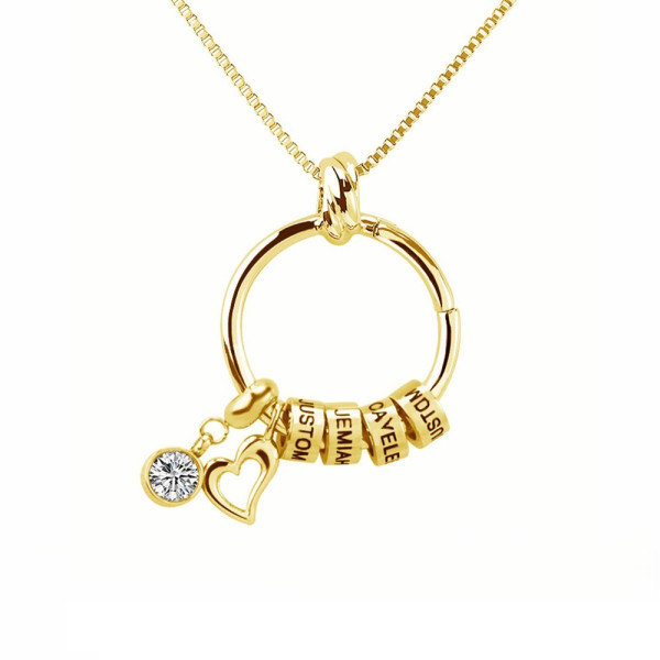 Halskette mit gravierten Ring-Anhängern – Personalisierte Geburtsstein-Ringkette