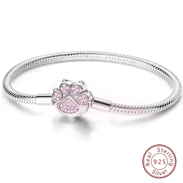 Zirkonia Pfotenarmband, Silberarmband aus 925 Sterling Silber