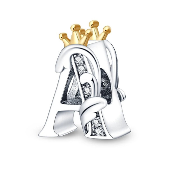 Buchstaben-Anhänger „A“ mit Krone aus 925 Sterling Silber