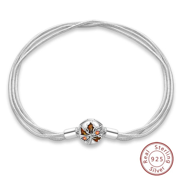 Silberarmband aus 925 Sterling Silber (Blatt) mit rotem Zirkonia