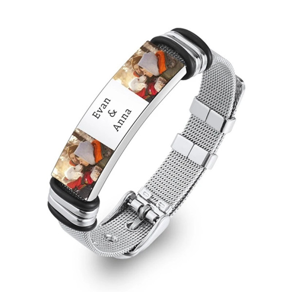 Edelstahl Herrenarmband – personalisierte Text- & Fotogravur