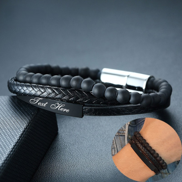 Lederarmband mit Gravur – Personalisiertes Kugelarmband
