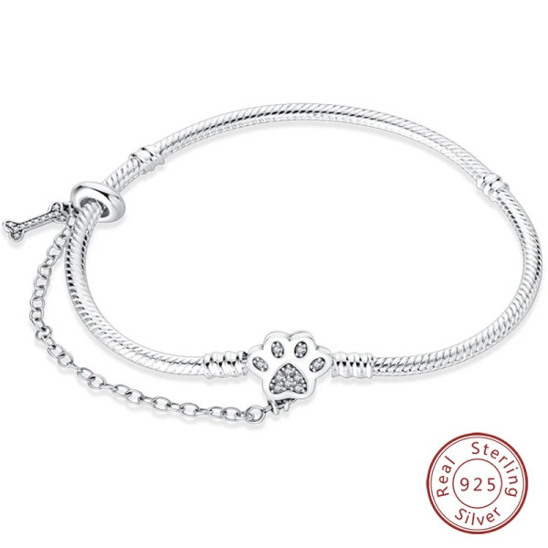 Silberarmband aus 925 Sterling Silber Zirkonia Pfoten-Anhänger