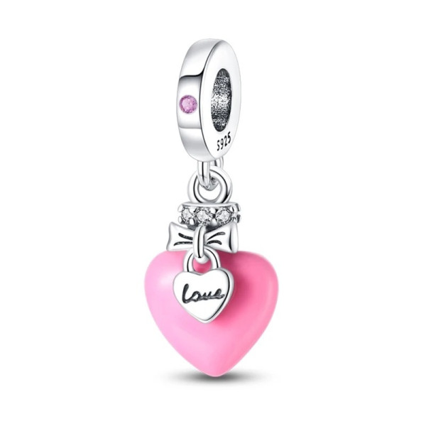 Herz-Anhänger mit Schloss „love“ aus 925 Sterling Silber