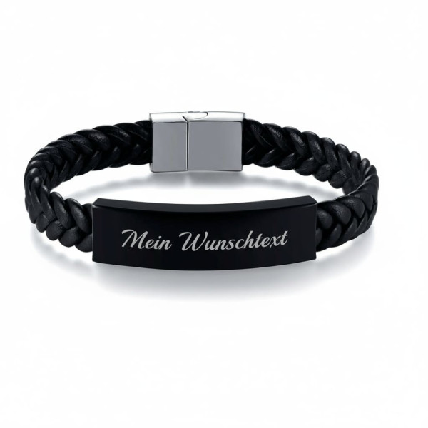 Schmuckarmband Herren – Edelstahl-Lederarmband mit personalisierter Gravur