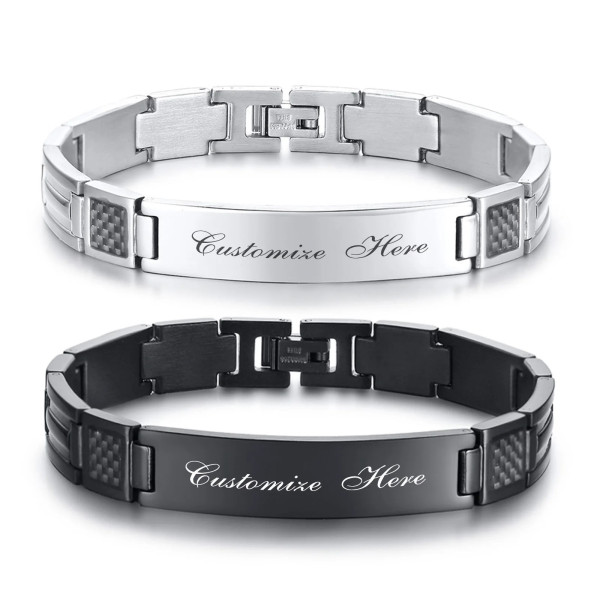 Edelstahl Armband für Herren – Personalisierbares Schmuckarmband mit Wunschtext & Symbol Gravur