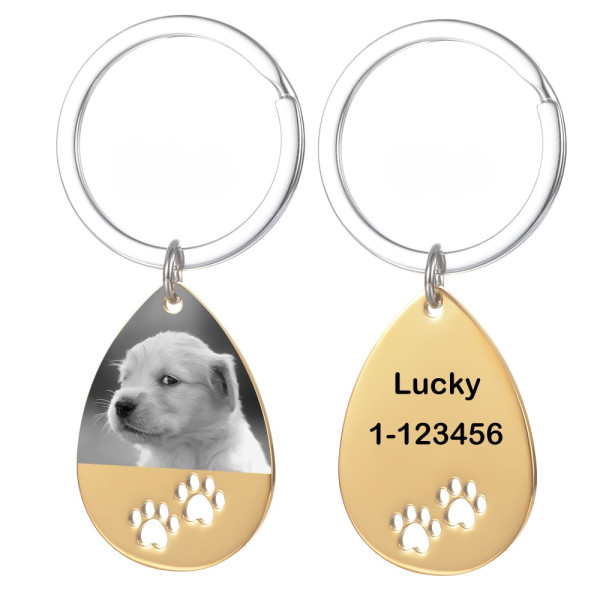 Pfoten Schlüsselanhänger aus Edelstahl – mit Foto und Wunschtext