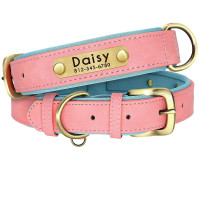 Lederhalsband mit Namensgravur - Hundehalsband Rosa XS Lederhalsband mit Namensgravur - Hundehalsband Rosa XS